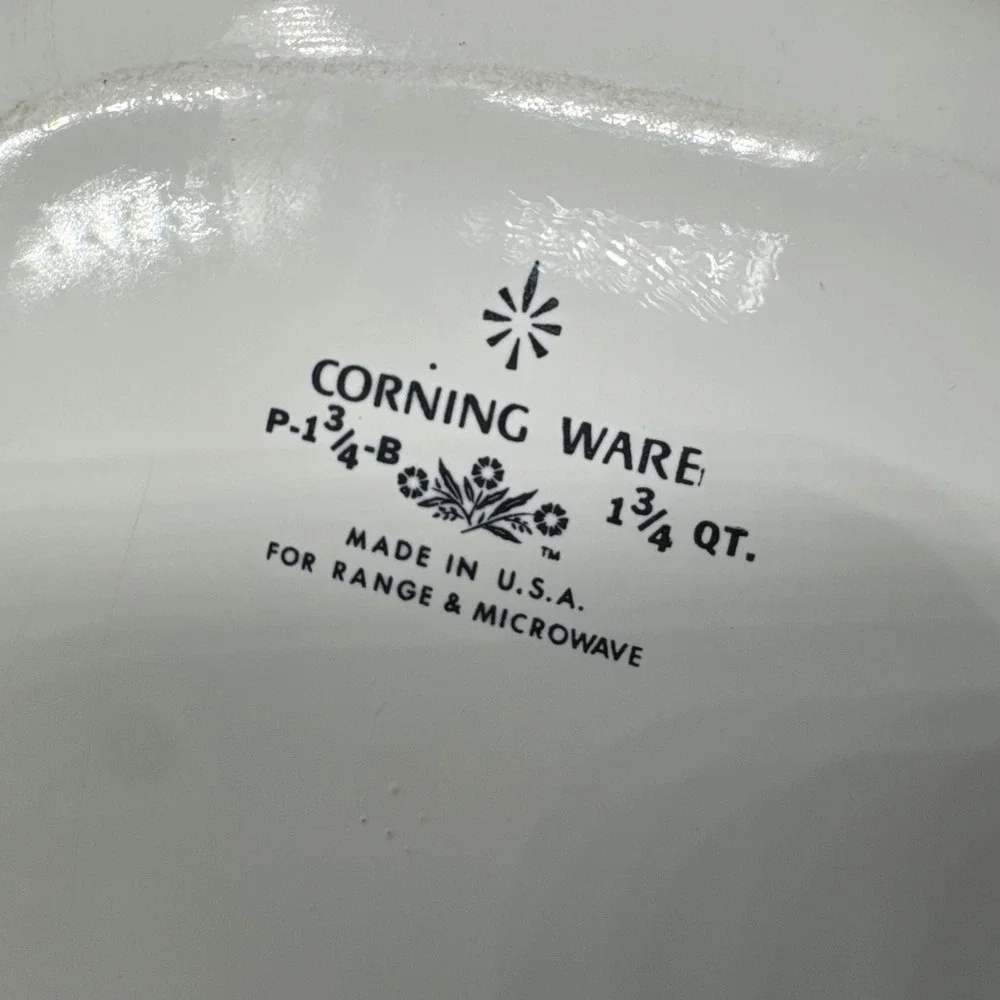 Corning Ware Cornflower Blue 1.75 Qt‎ Casserole Dish P-1 3/4-B Vintage Pyroceram